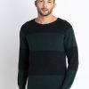 Mens Colorblocked Round Neck Sweater