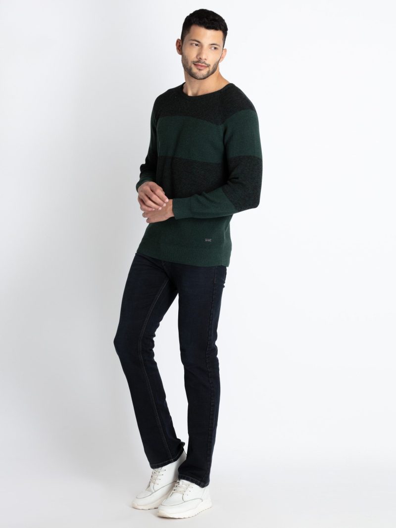 Mens Colorblocked Round Neck Sweater