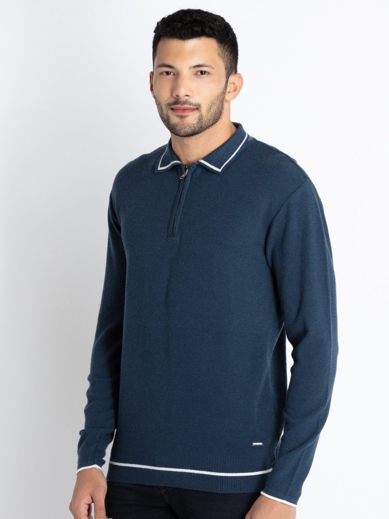 Mens Solid Polo Sweater