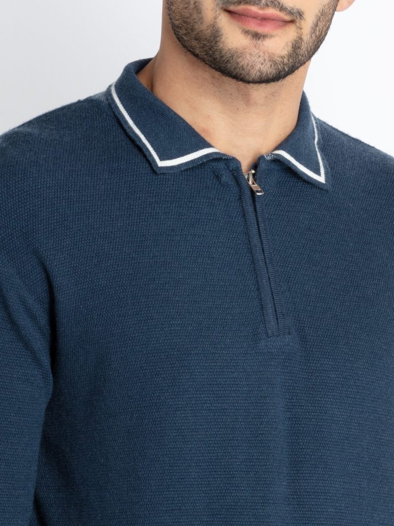 Mens Solid Polo Sweater