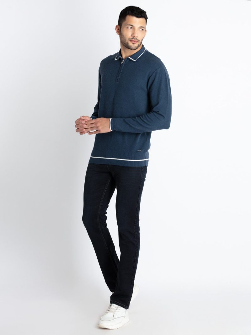 Mens Solid Polo Sweater