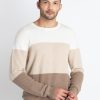 Mens Colorblocked Round Neck Sweater