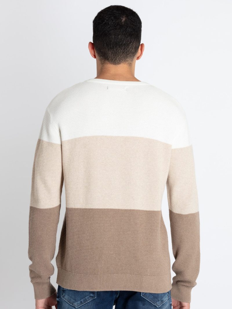 Mens Colorblocked Round Neck Sweater