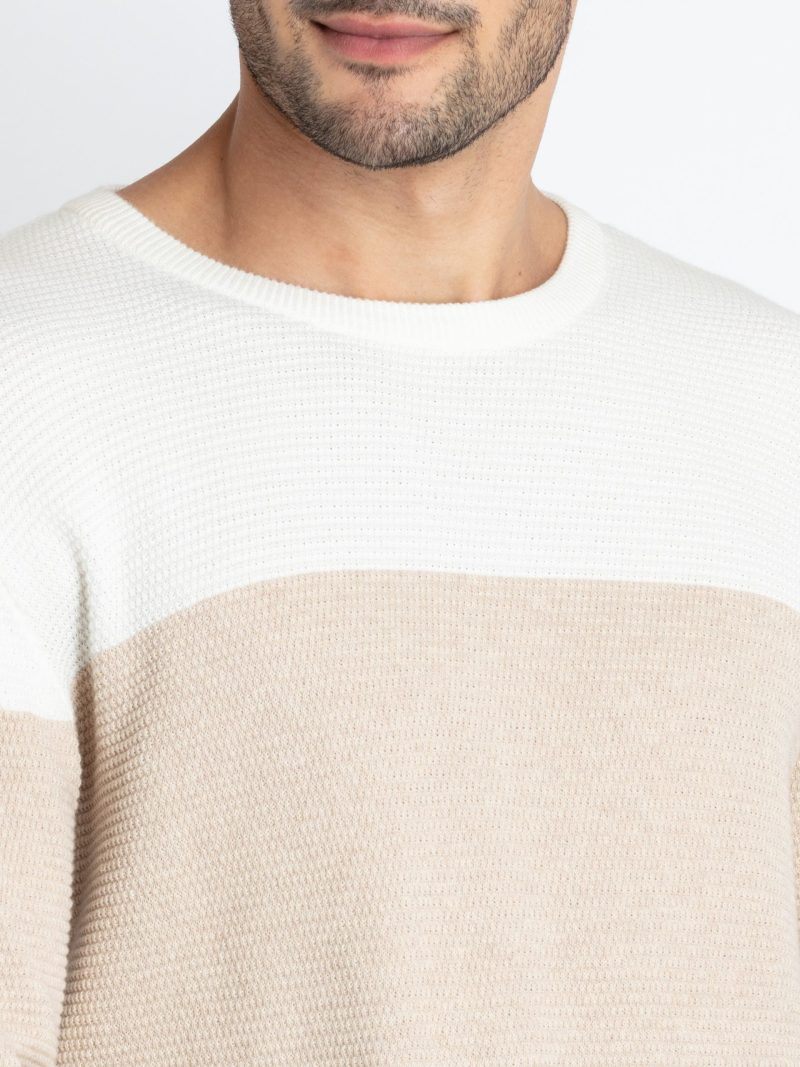 Mens Colorblocked Round Neck Sweater
