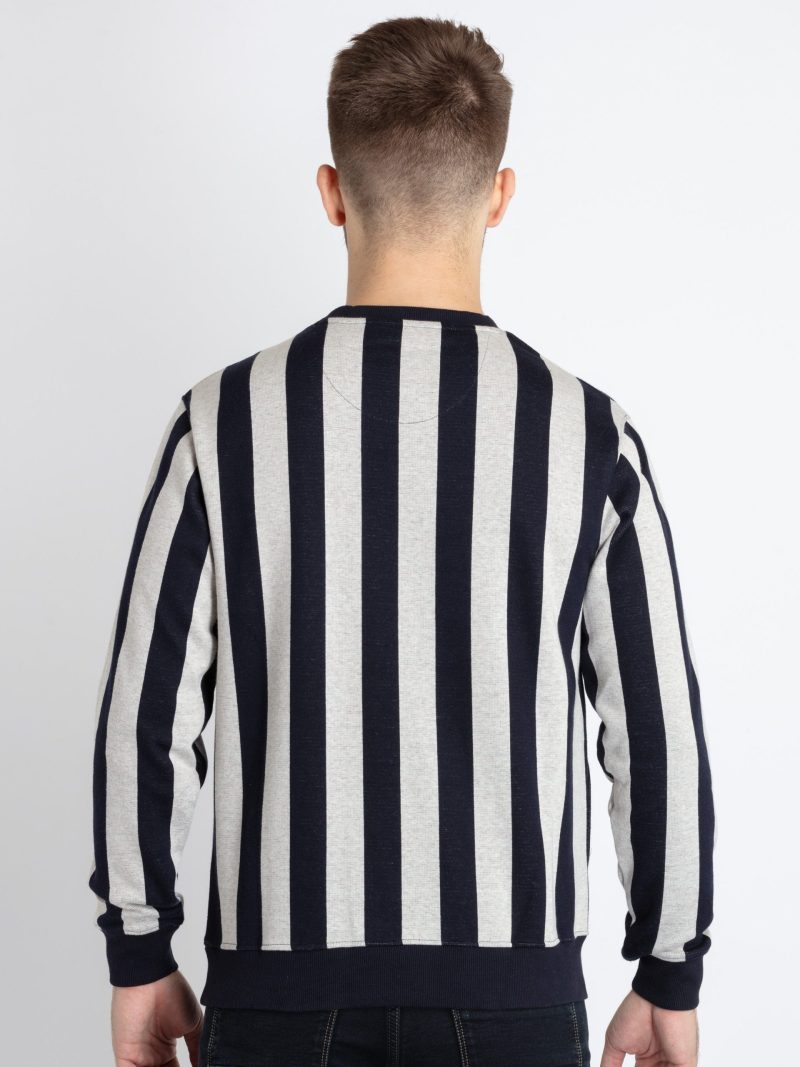 Mens Striped Round Neck Sweatshirt