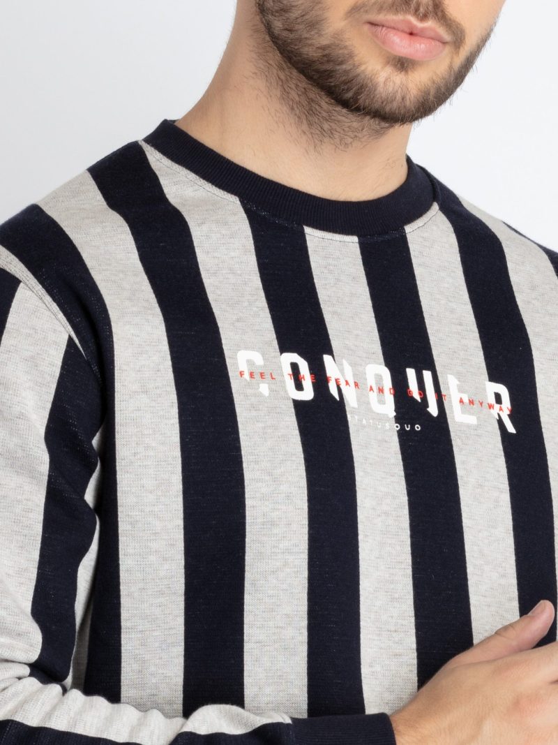 Mens Striped Round Neck Sweatshirt