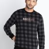 Mens Checkered Round Neck Sweatshirt