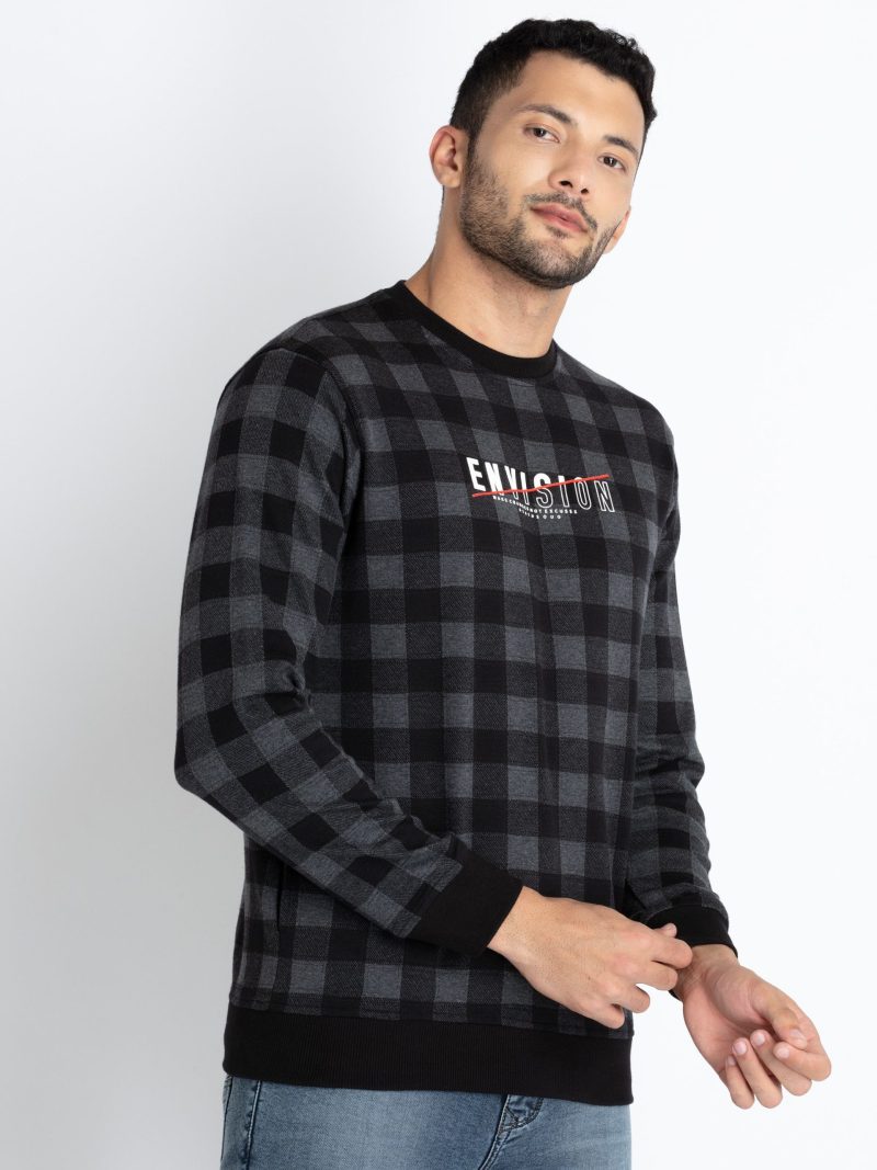 Mens Checkered Round Neck Sweatshirt