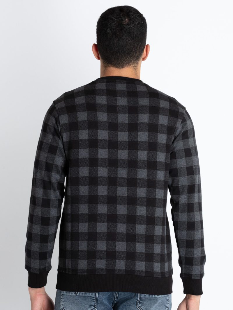 Mens Checkered Round Neck Sweatshirt