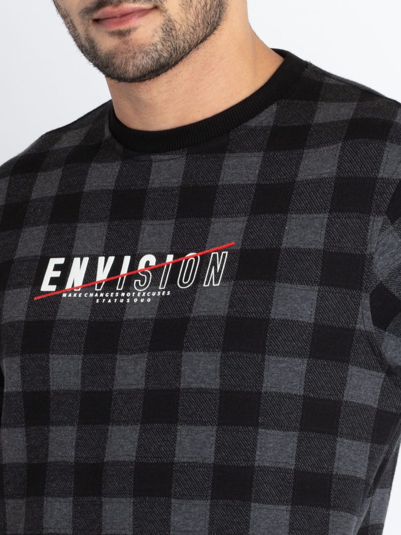 Mens Checkered Round Neck Sweatshirt