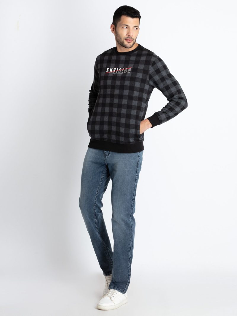 Mens Checkered Round Neck Sweatshirt