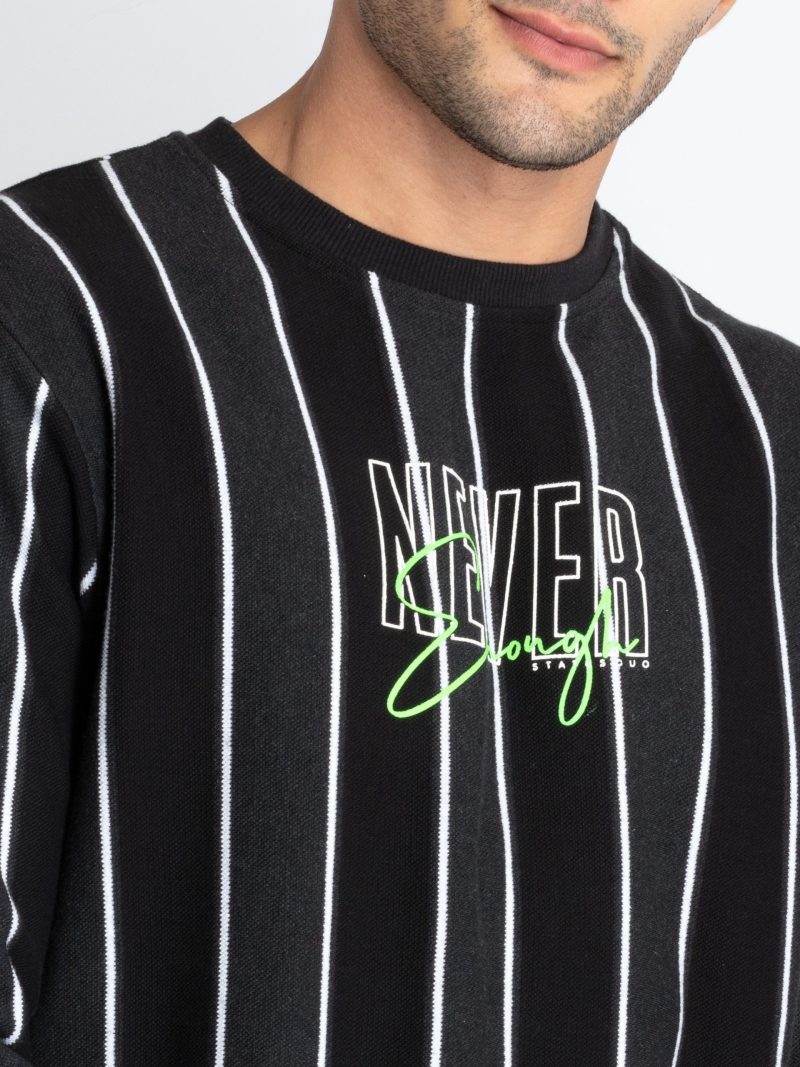 Mens Striped Round Neck Sweatshirt