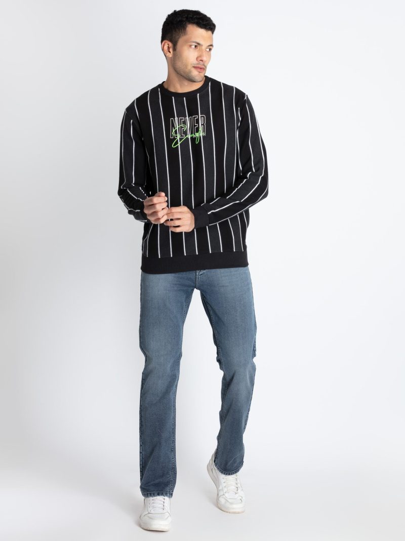 Mens Striped Round Neck Sweatshirt