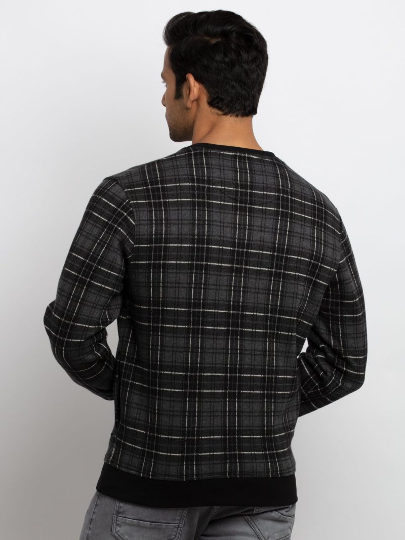 Mens Checkered Round Neck Sweatshirt
