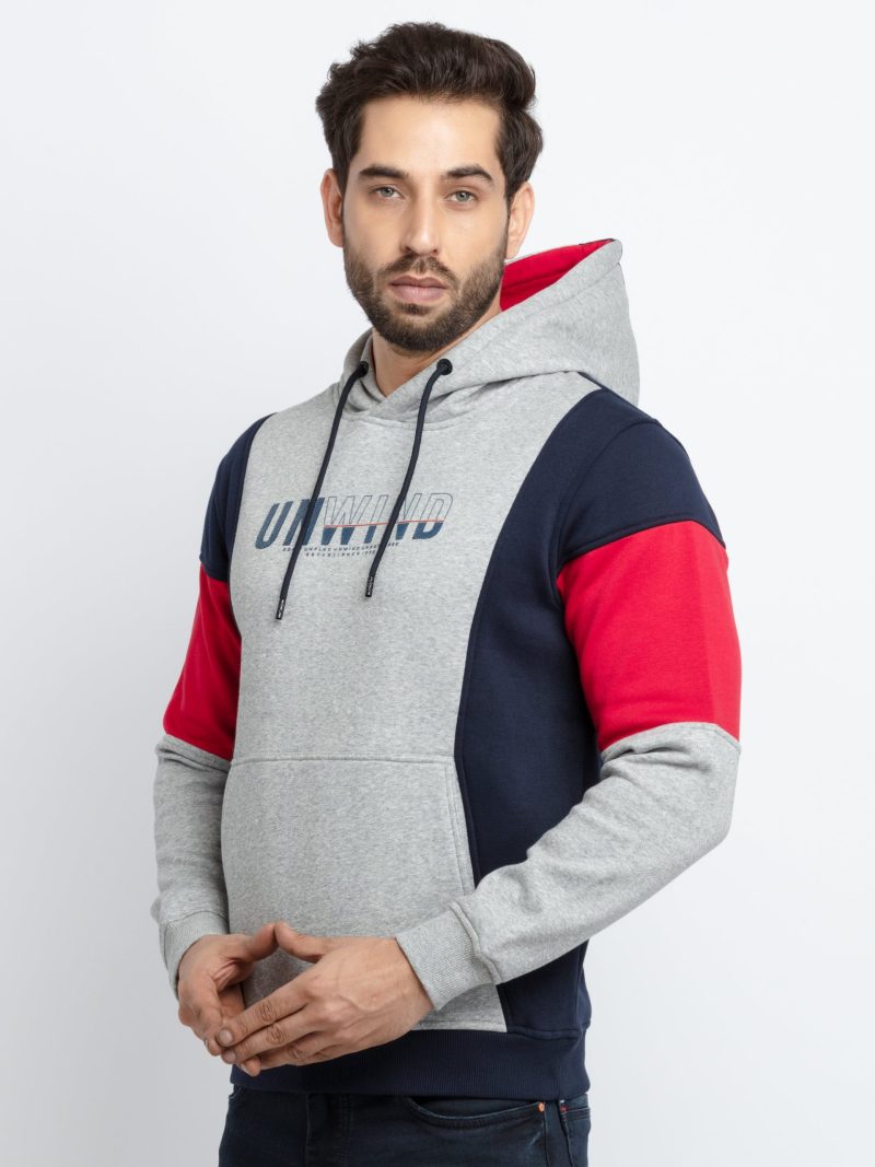 Mens Colour Blocking Hooded Sweatshirt