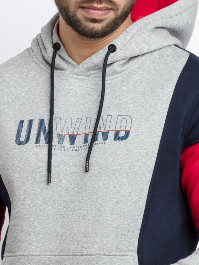 Mens Colour Blocking Hooded Sweatshirt