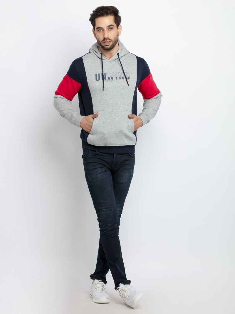 Mens Colour Blocking Hooded Sweatshirt