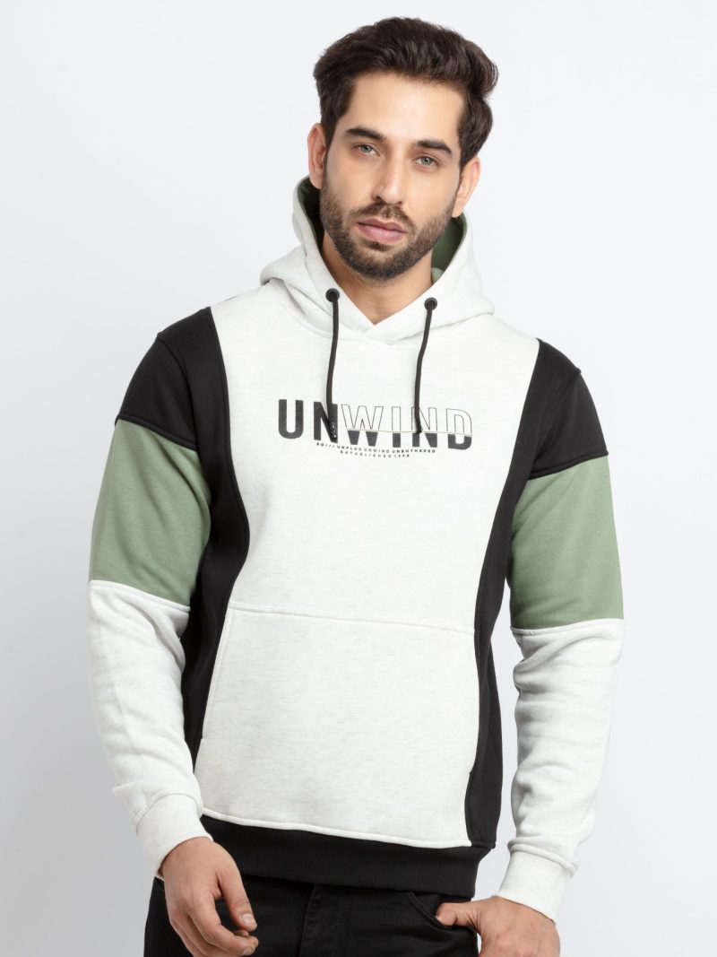 Mens Colour Blocking Hooded Sweatshirt