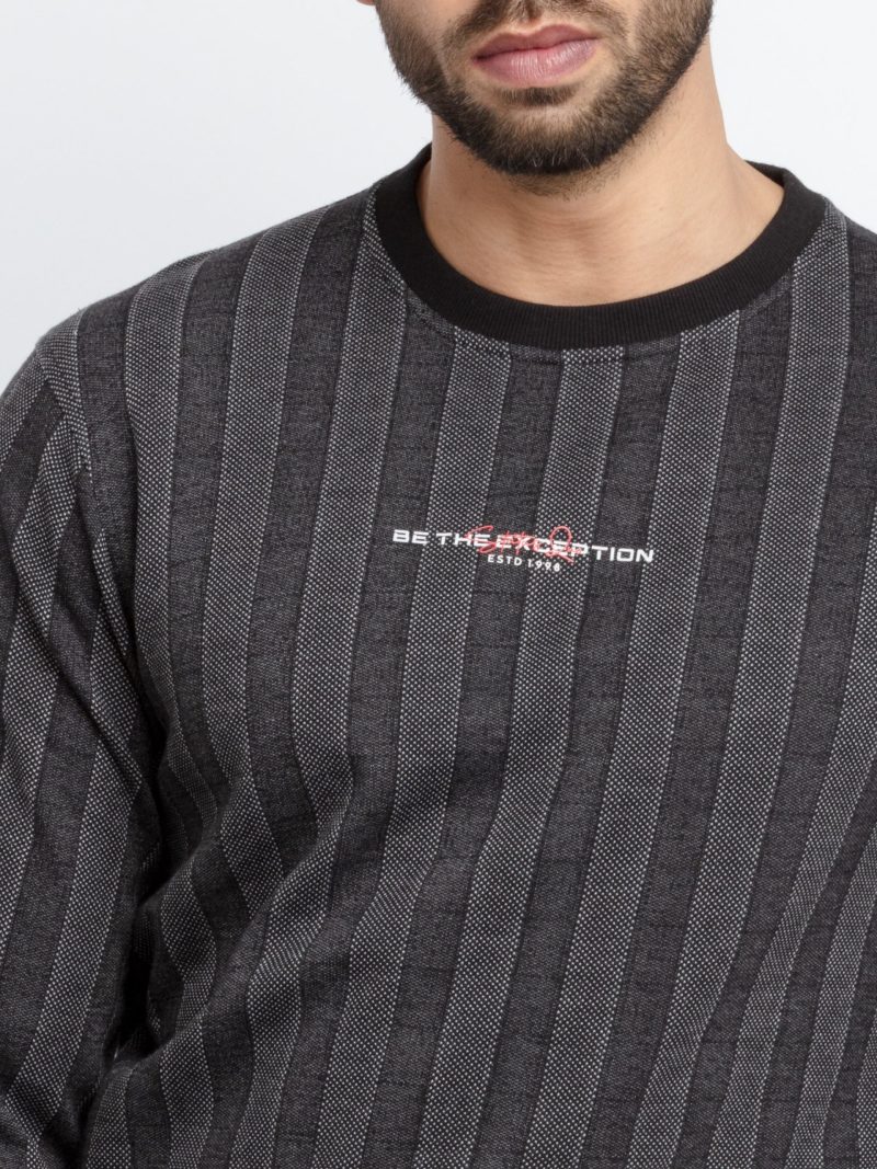 Mens Regular Fit Round Neck Striped T-Shirt