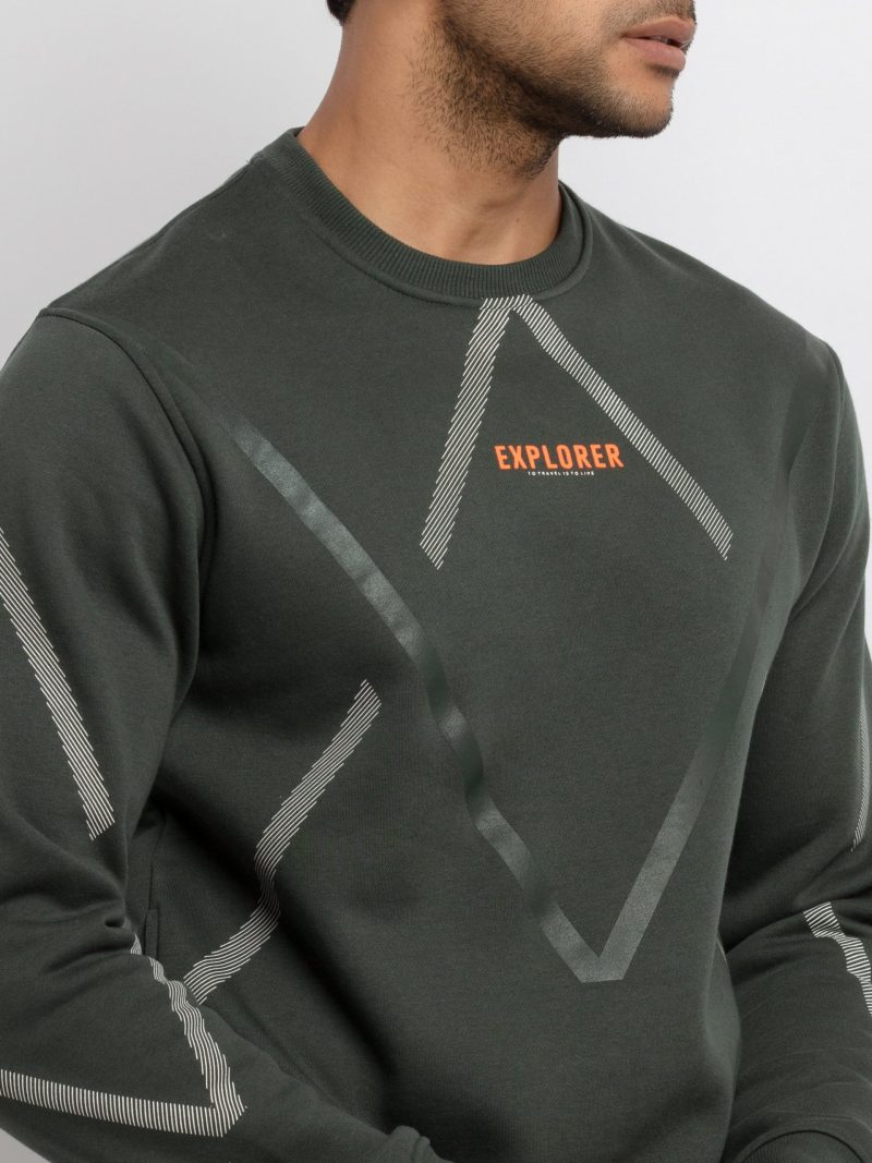 Mens Printed Round Neck Sweatshirt