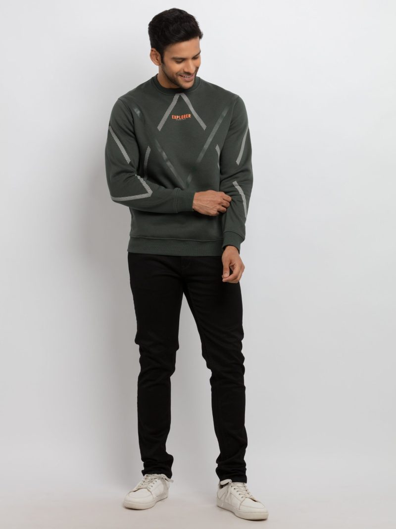 Mens Printed Round Neck Sweatshirt