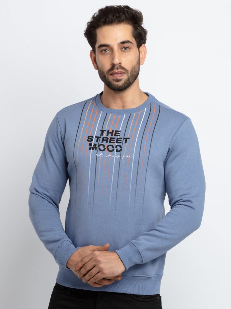 Mens Printed Round Neck Sweatshirt