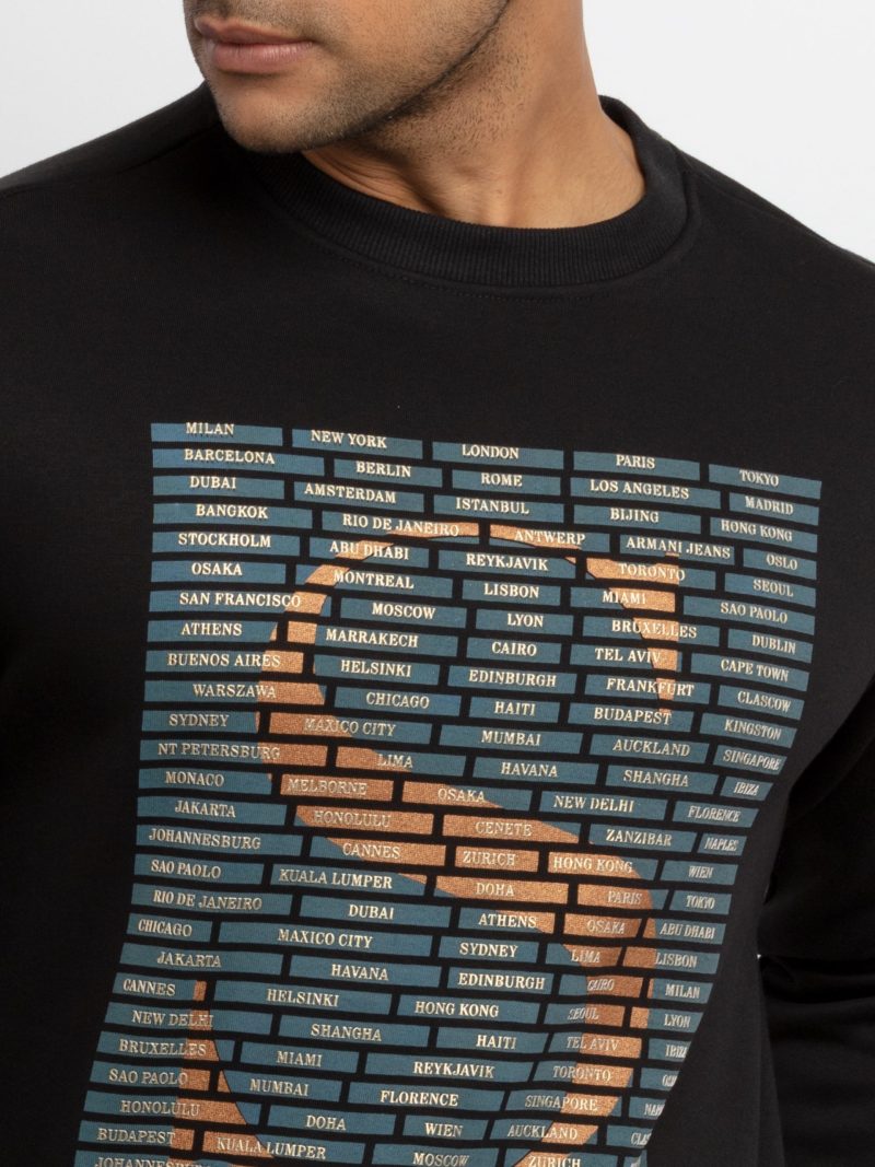 Mens Printed Round Neck Sweatshirt