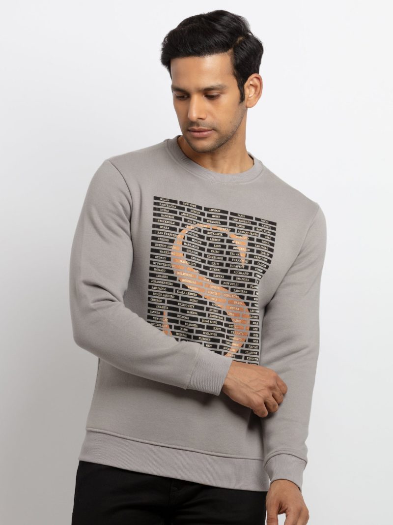 Mens Printed Round Neck Sweatshirt