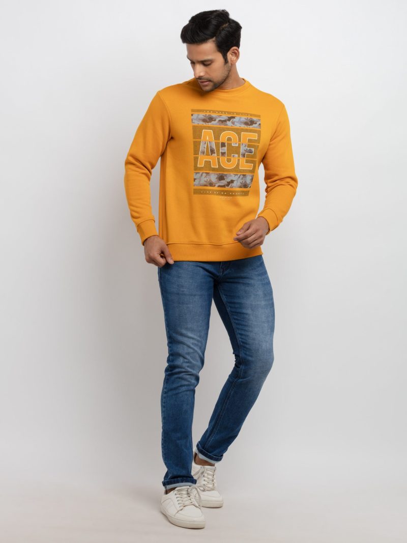 Mens Printed Round Neck Sweatshirt