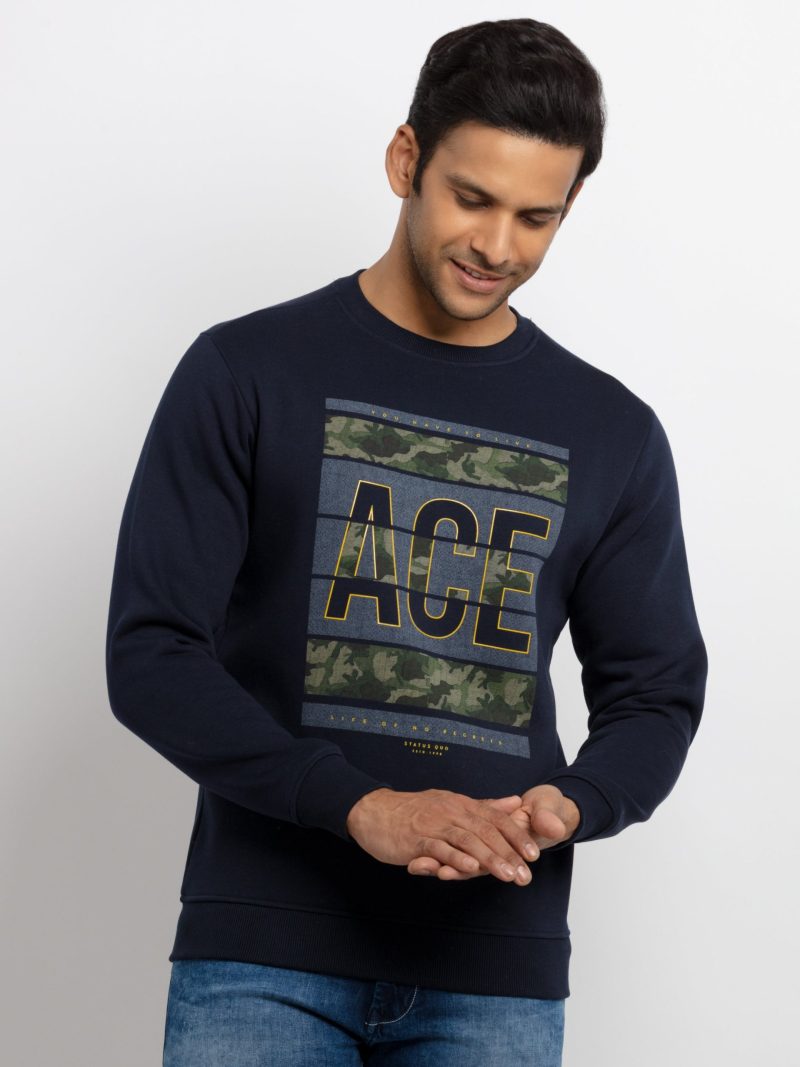 Mens Printed Round Neck Sweatshirt