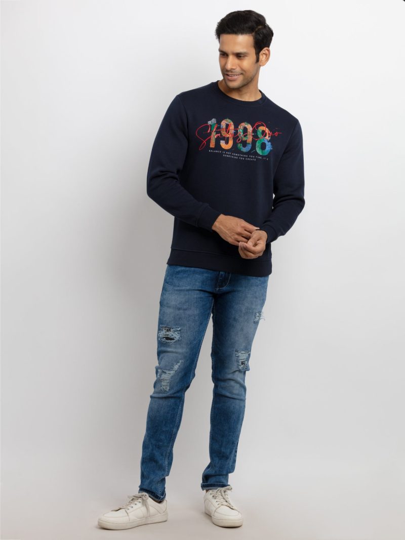 Mens Printed Round Neck Sweatshirt