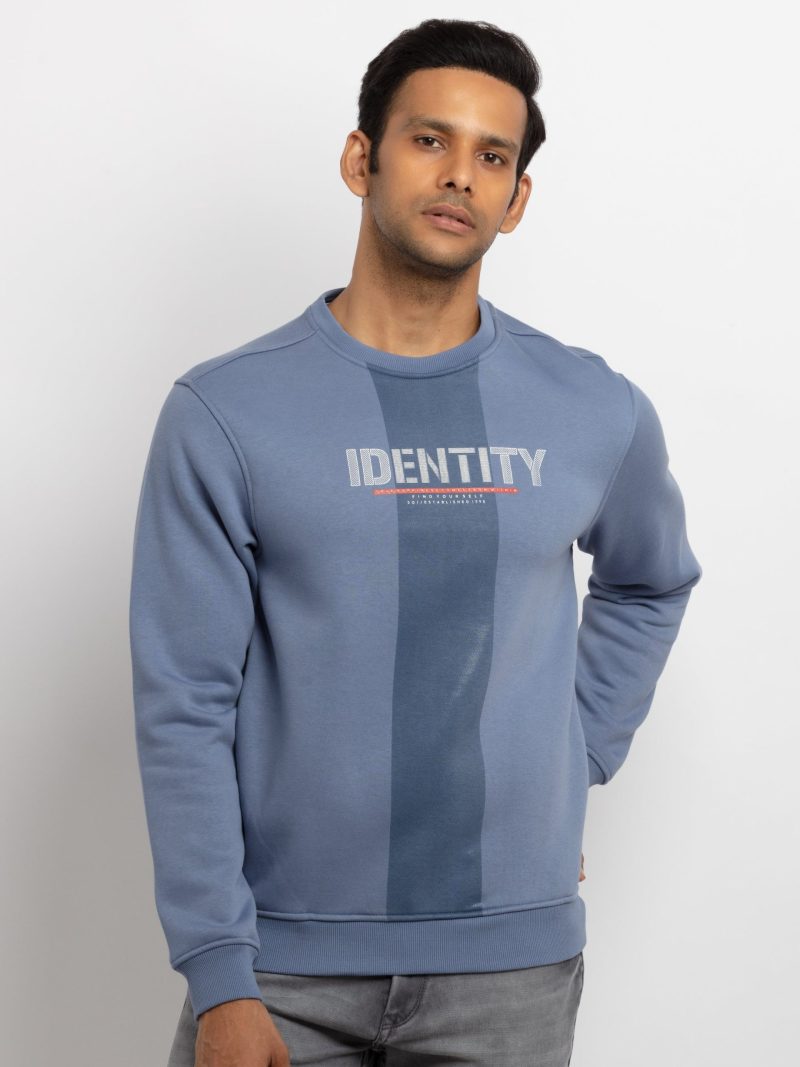 Mens Printed Round Neck Sweatshirt