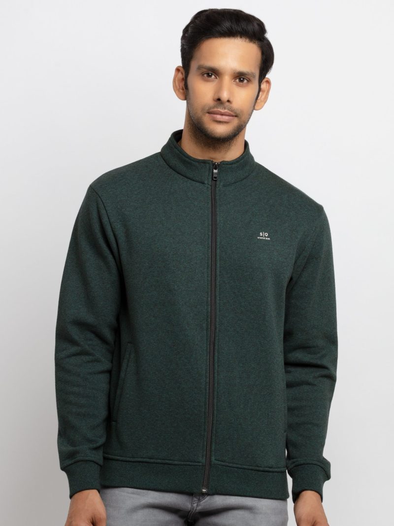 Mens Solid High Neck Sweatshirt
