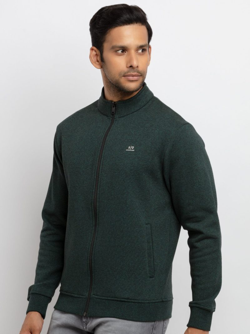 Mens Solid High Neck Sweatshirt