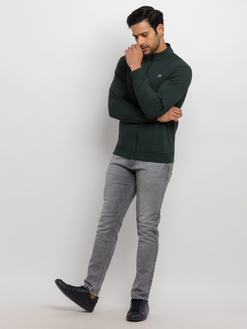 Mens Solid High Neck Sweatshirt