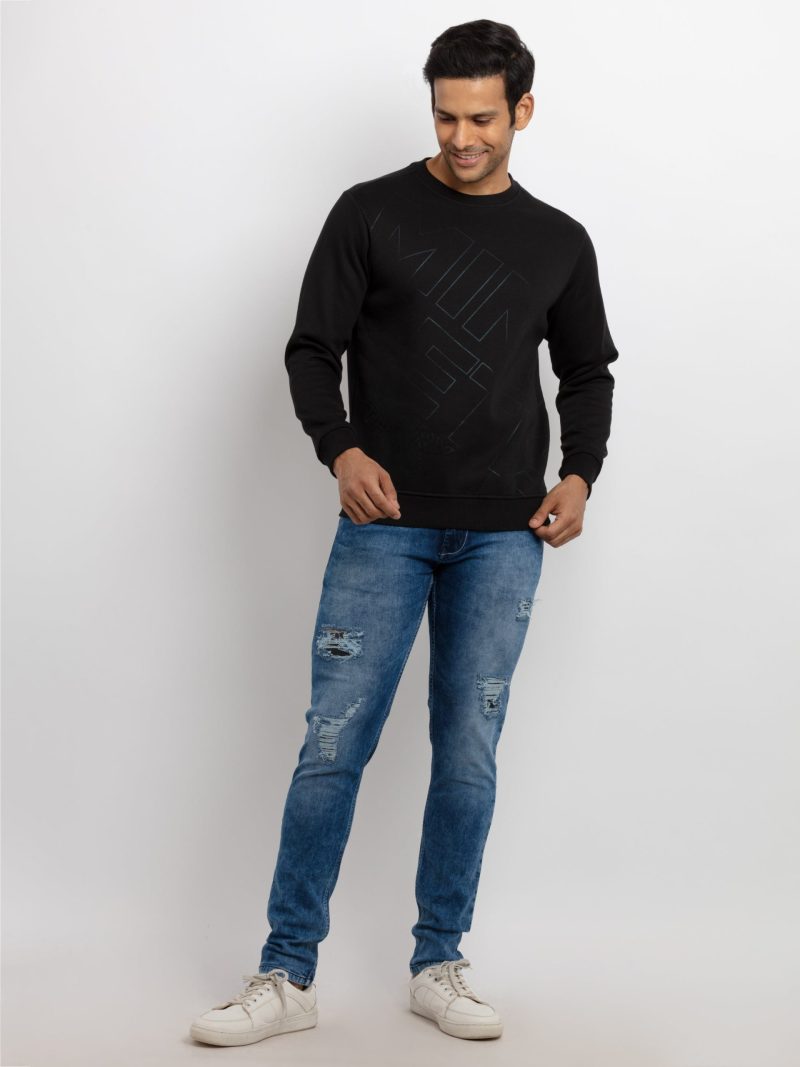 Mens Printed Round Neck Sweatshirt