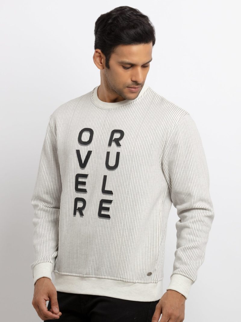 Mens Striped Round Neck Sweatshirt