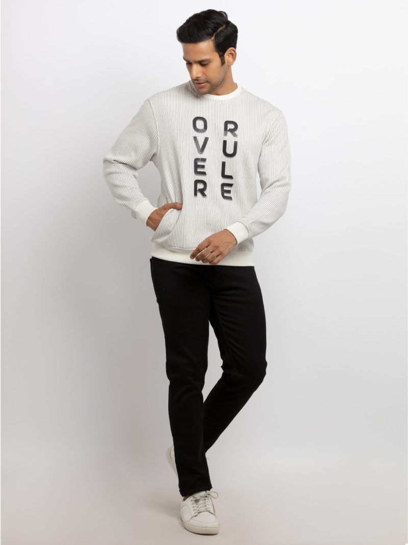 Mens Striped Round Neck Sweatshirt