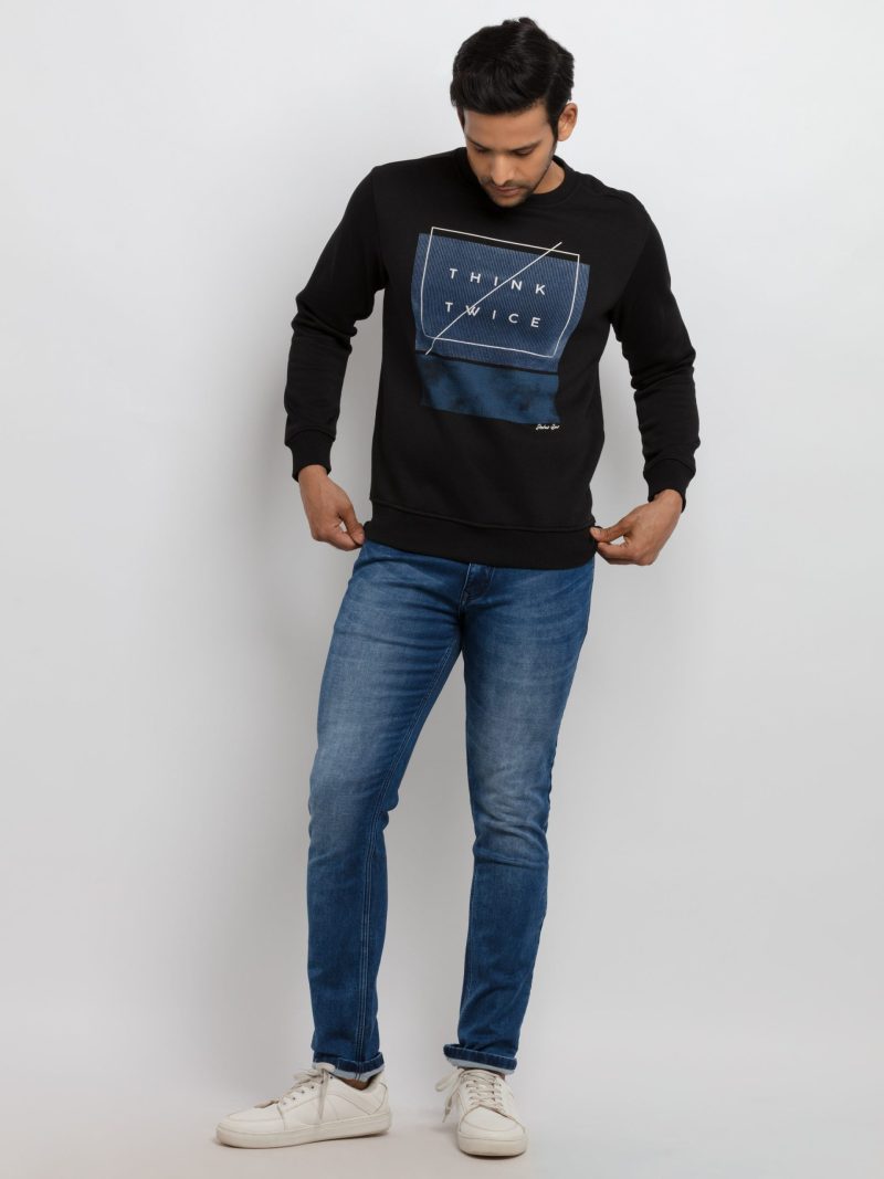 Mens Printed Round Neck Sweatshirt