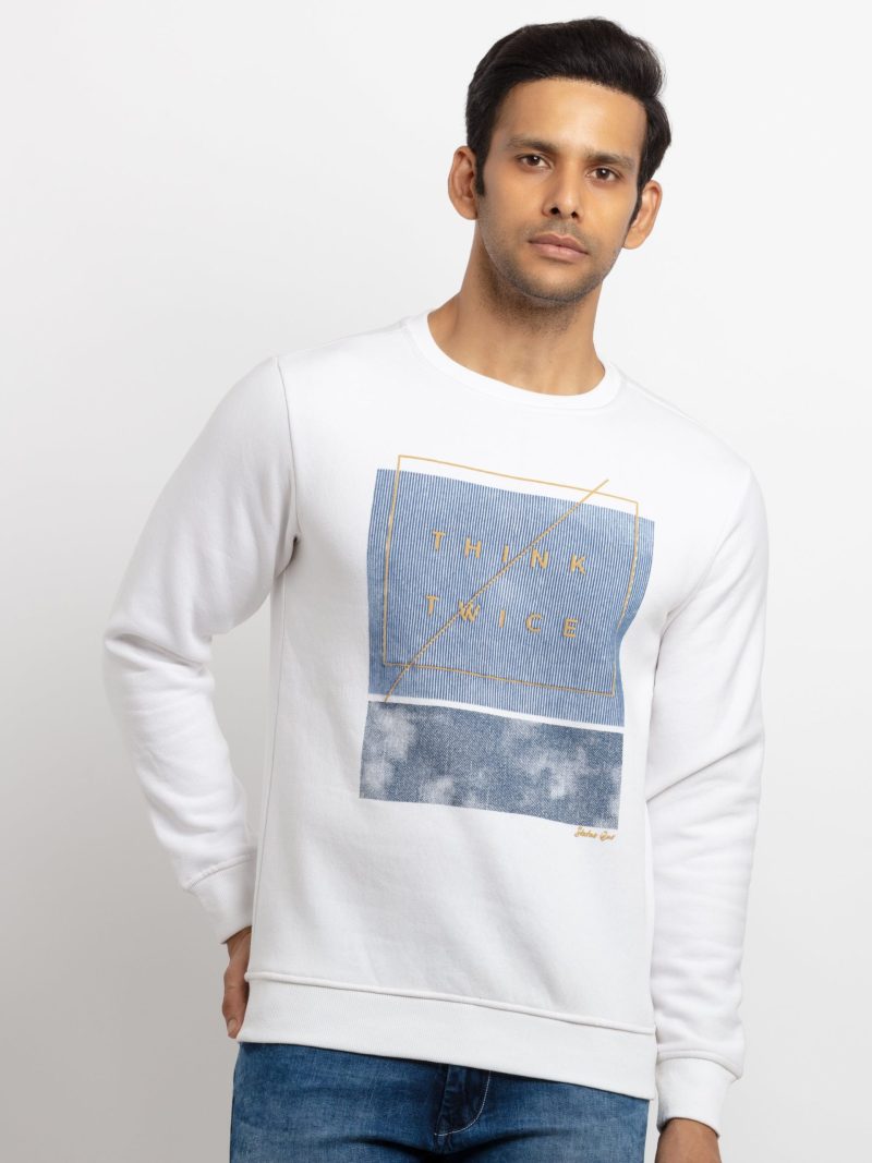 Mens Printed Round Neck Sweatshirt