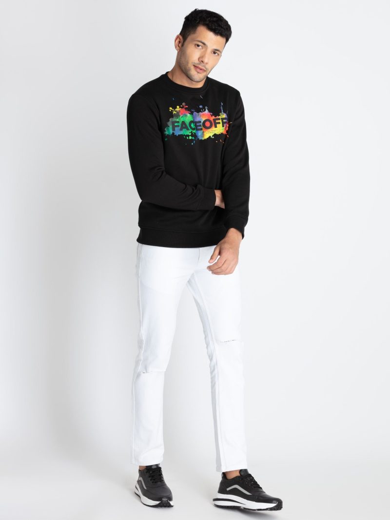 Mens Printed Round Neck Sweatshirt