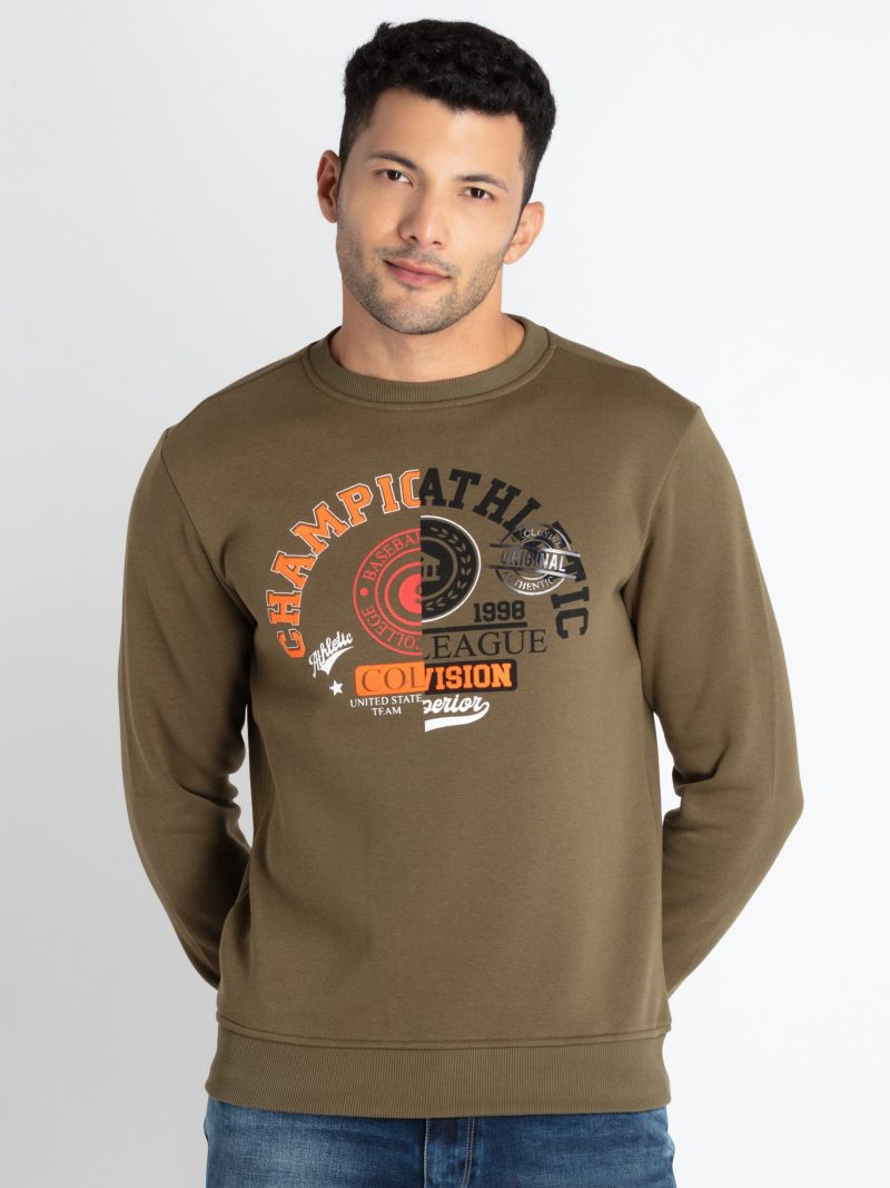Mens Printed Round Neck Sweatshirt