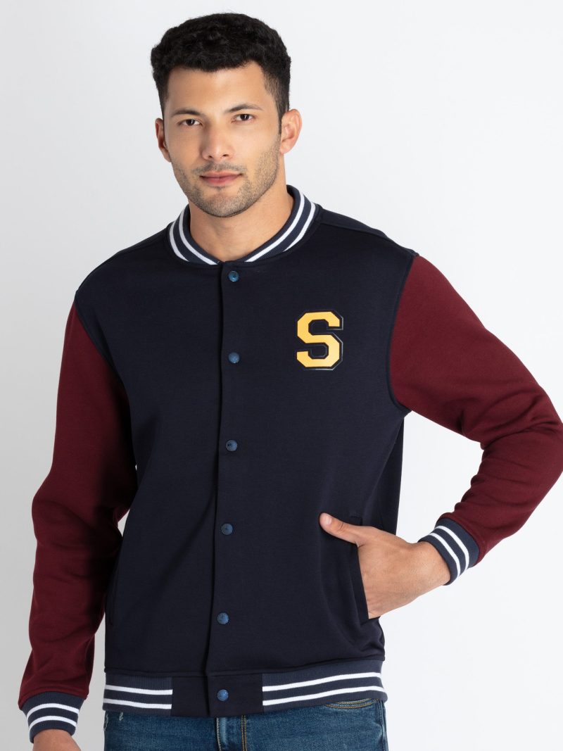 Mens Colourblocked Varsity Jacket