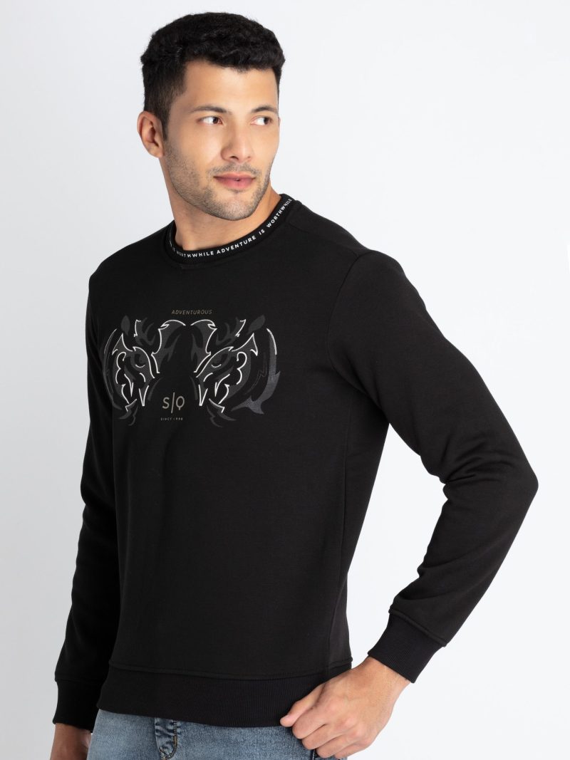 Mens Printed Round Neck Sweatshirt