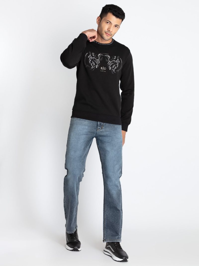 Mens Printed Round Neck Sweatshirt