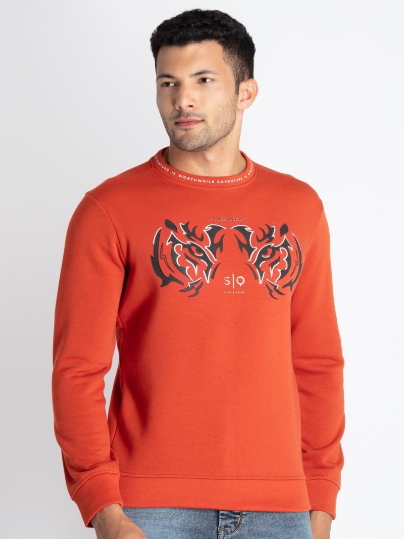 Mens Printed Round Neck Sweatshirt