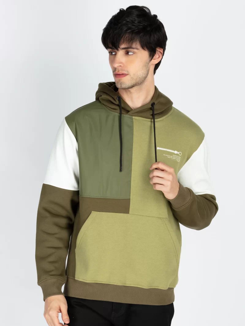 Alternative view of Mens Colorblocked Full Sleeve Hooded Sweatshirt