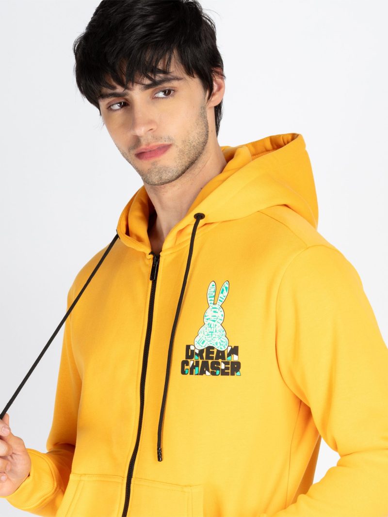 Mens Printed Round Neck Hooded Sweatshirt