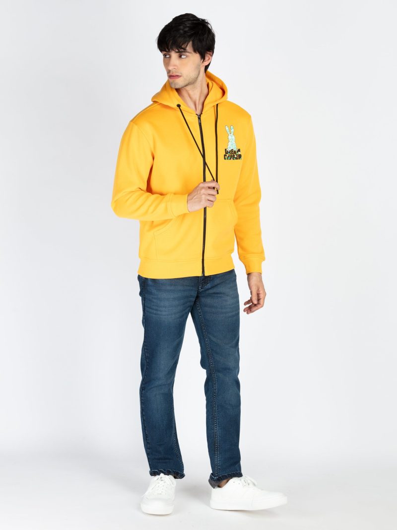 Mens Printed Round Neck Hooded Sweatshirt