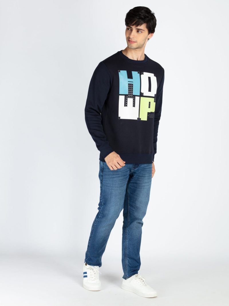 Mens Printed Round Neck Full Sleeve Sweatshirt